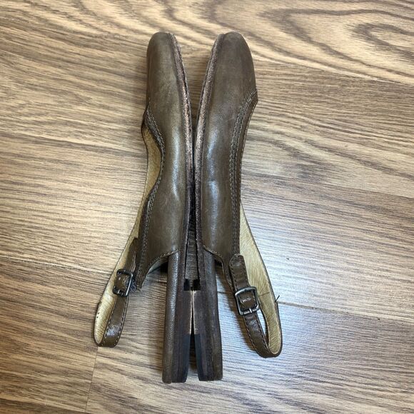 Frye Leather Carson Sling Back Womens Size 8.5 M Shoes Ballet Flats Brown - Picture 2 of 9